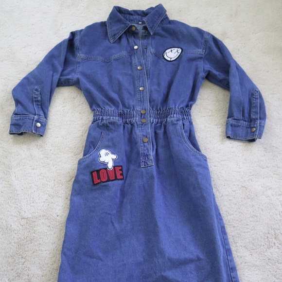 Disney Dresses & Skirts - VINTAGE Disney Mickey Mouse Denim Button Dress M